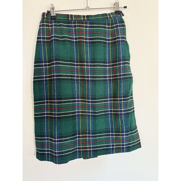 Vintage Bobbie Brooks Sz XS Blue Green Plaid Made In USA Wool Pencil Skirt - Picture 3 of 3